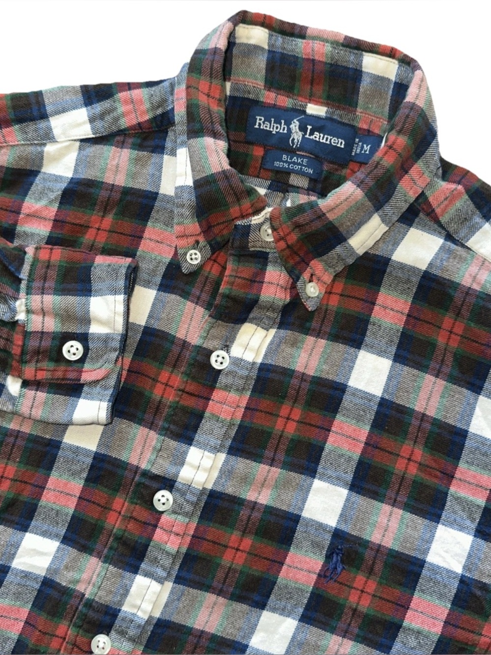 Ralph Lauren Blake Flannel  Plaid Button Down Shirt Medium Long Sleeve